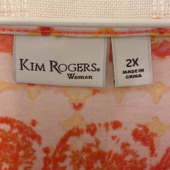 EUC Kim Rogers Plus Short Sleeve Tie Front Top, size 2x - Picture 2 of 6